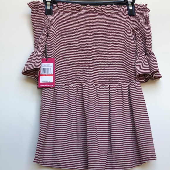 Vince Camuto Off Shoulder Striped Top - Picture 2 of 3